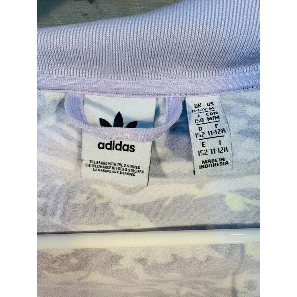 Adidas Girls Purple Animal Zebra Print Zip Track Jacket M (11-12) USED - Picture 5 of 7